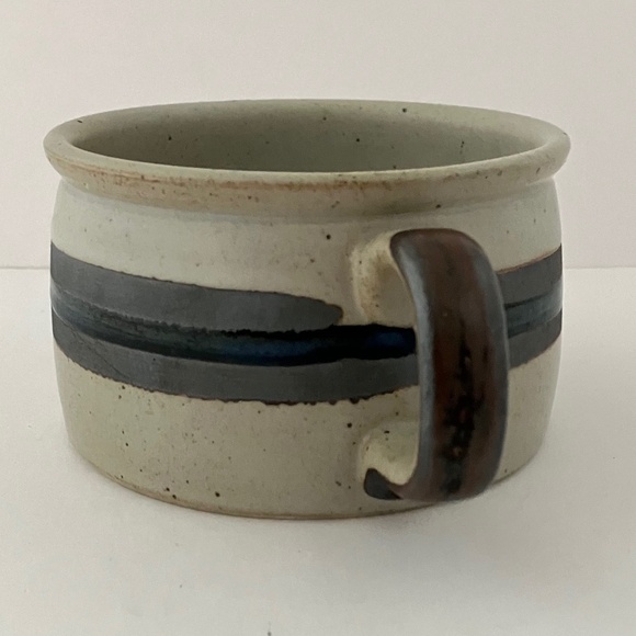 Horizon Otagiri Stoneware Round Soup Mug Blue and Brown Stripes - Picture 5 of 11